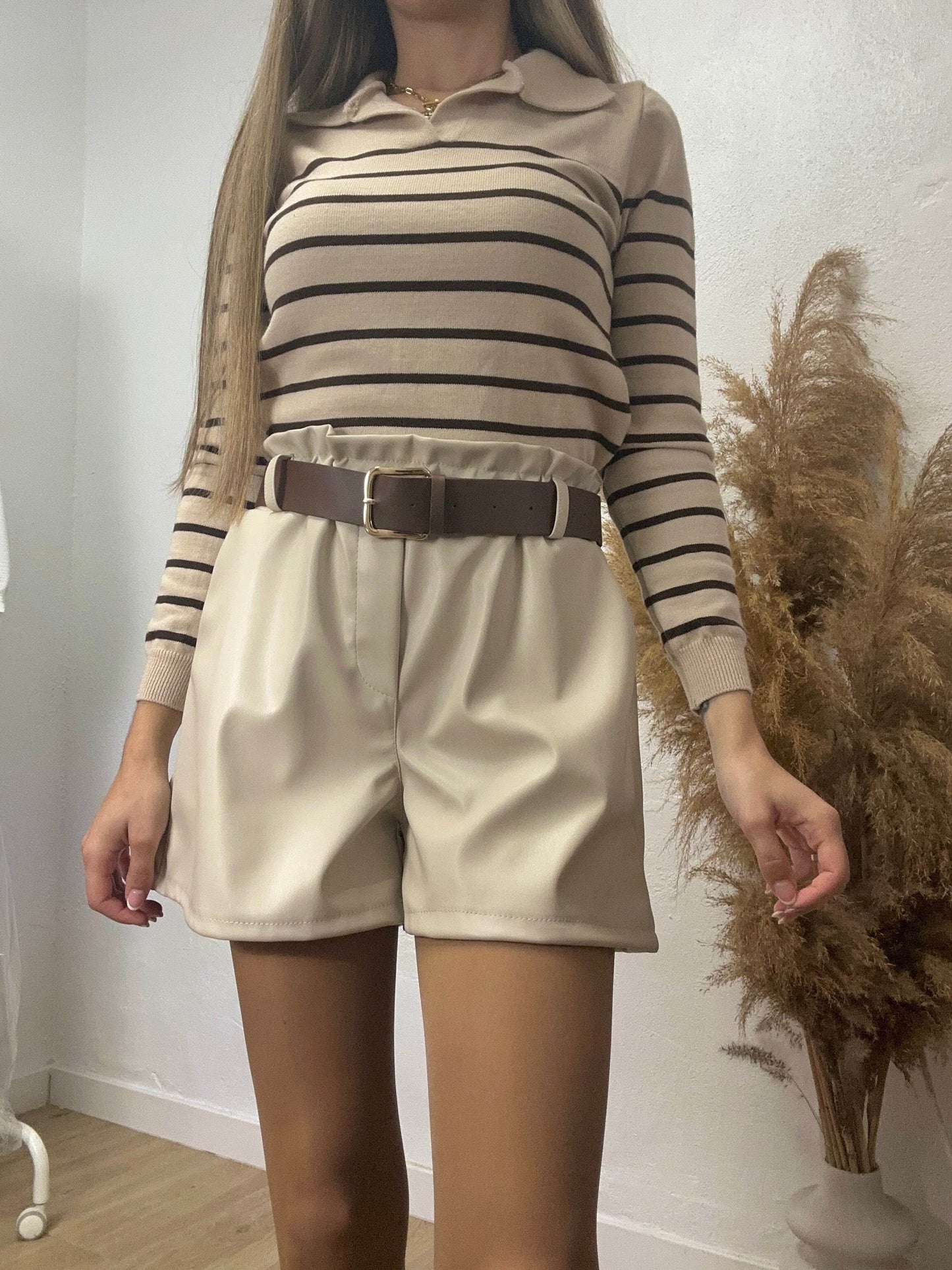 SHORT POLIPIEL BEIGE - hemeloshop