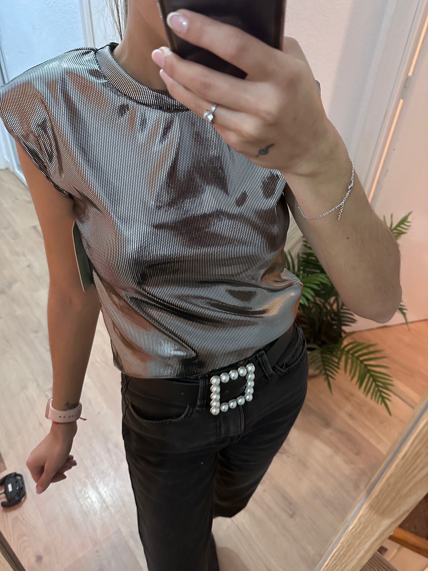 CAMISETA BRILLO PLATEADO