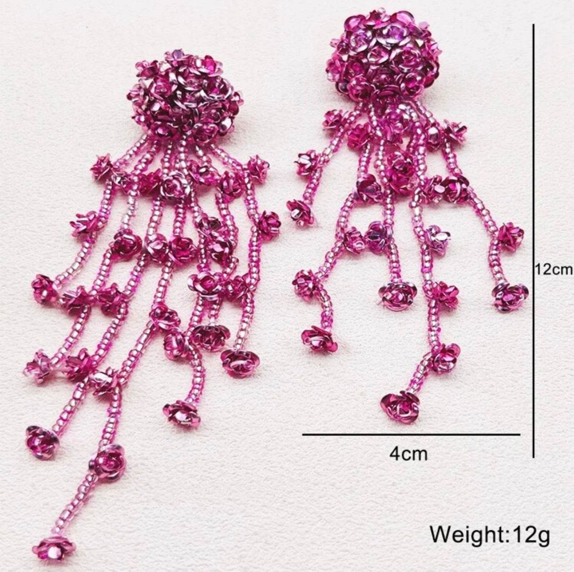 PENDIENTES CASCADA ROSA - hemeloshop