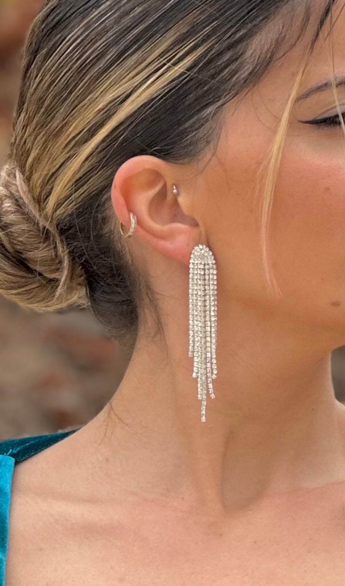 PENDIENTES CASCADA PLATEADO - hemeloshop