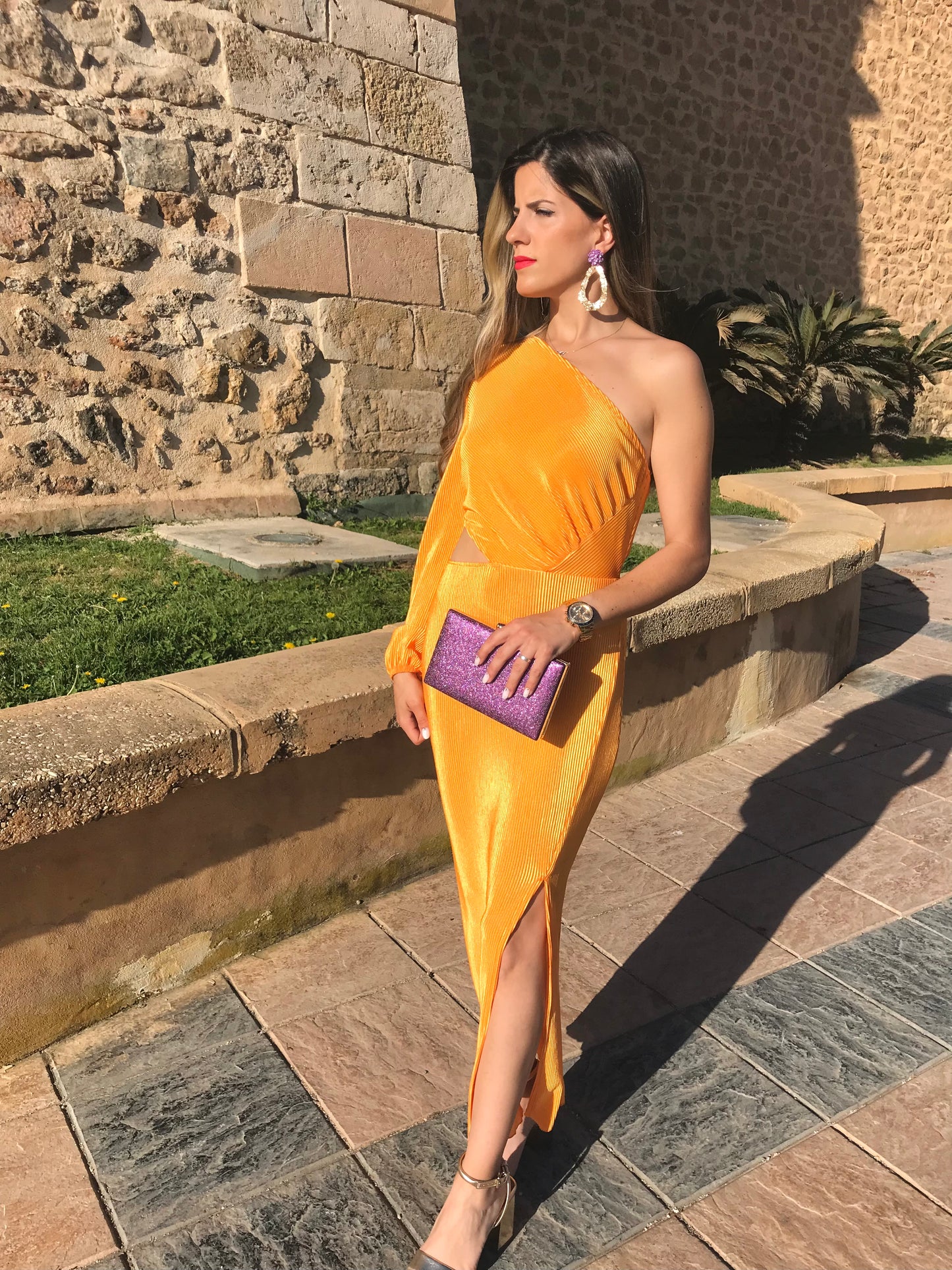 VESTIDO ASIMETRIC NARANJA - hemeloshop